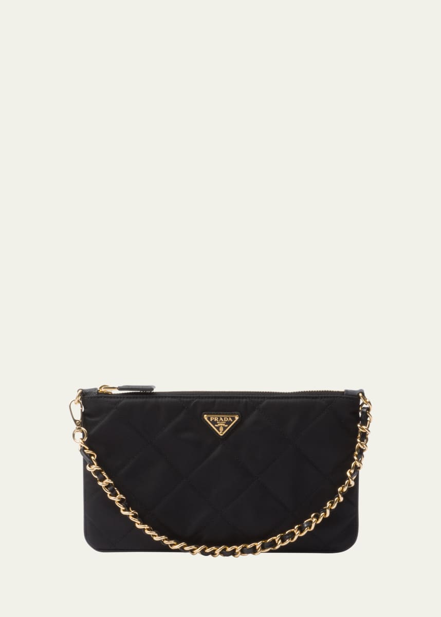 Prada Re-Nylon Mini Quilted Pouch Clutch Bag