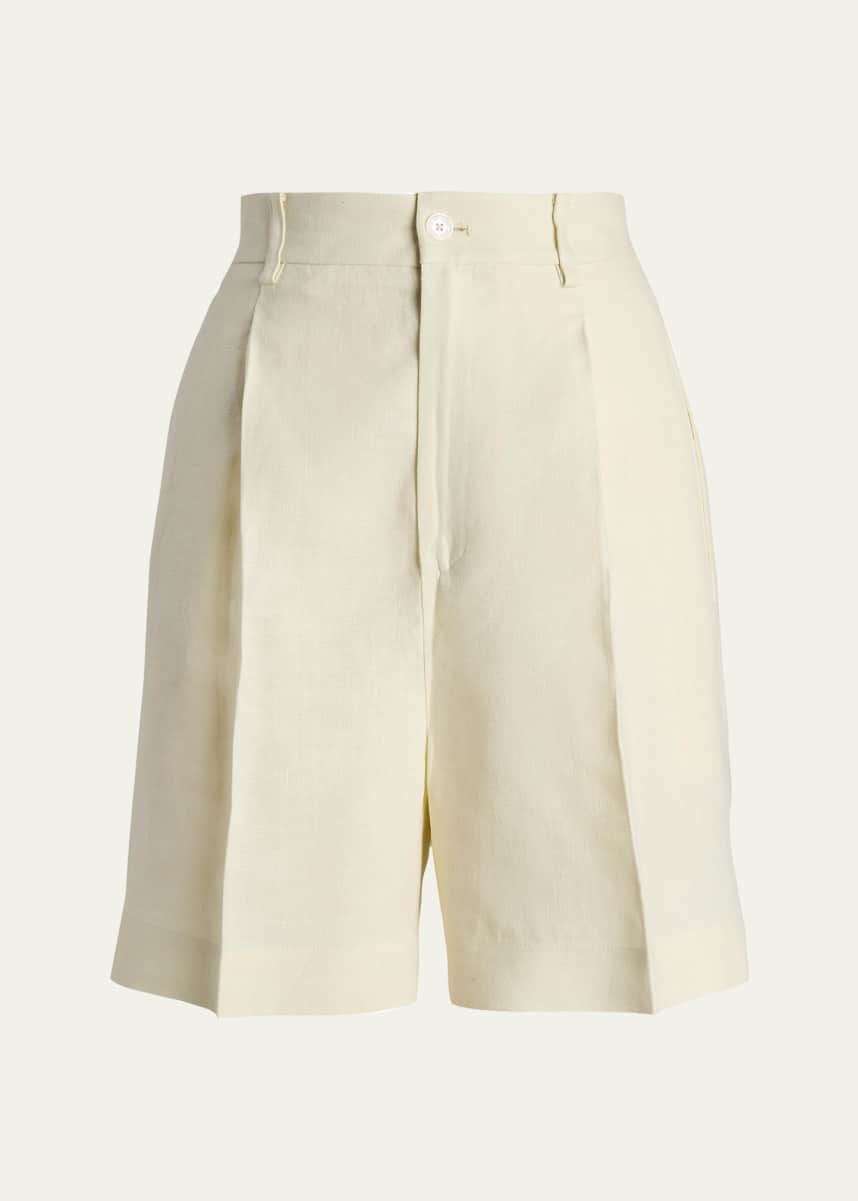 Ralph Lauren Collection Tracy Pleated Linen Shorts