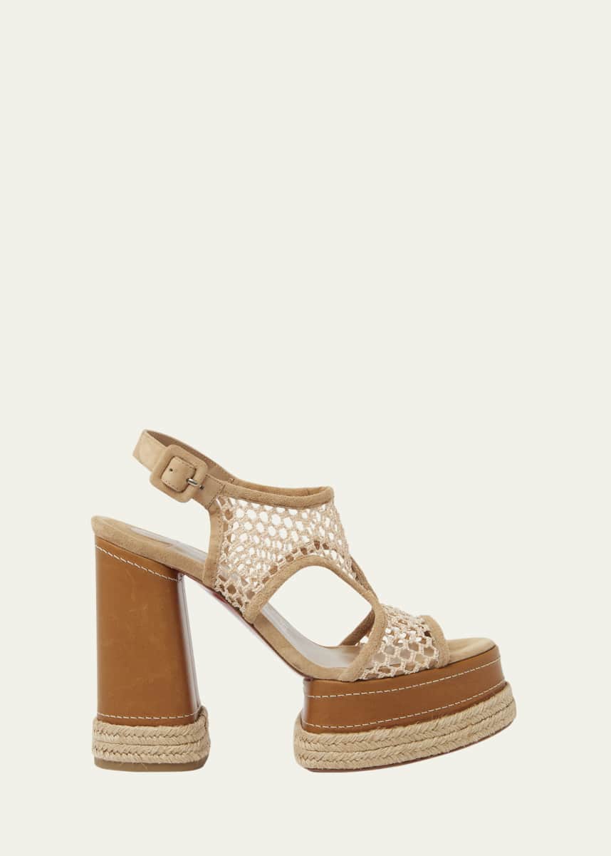 Christian Louboutin Almeja Net Red Sole Platform Espadrilles