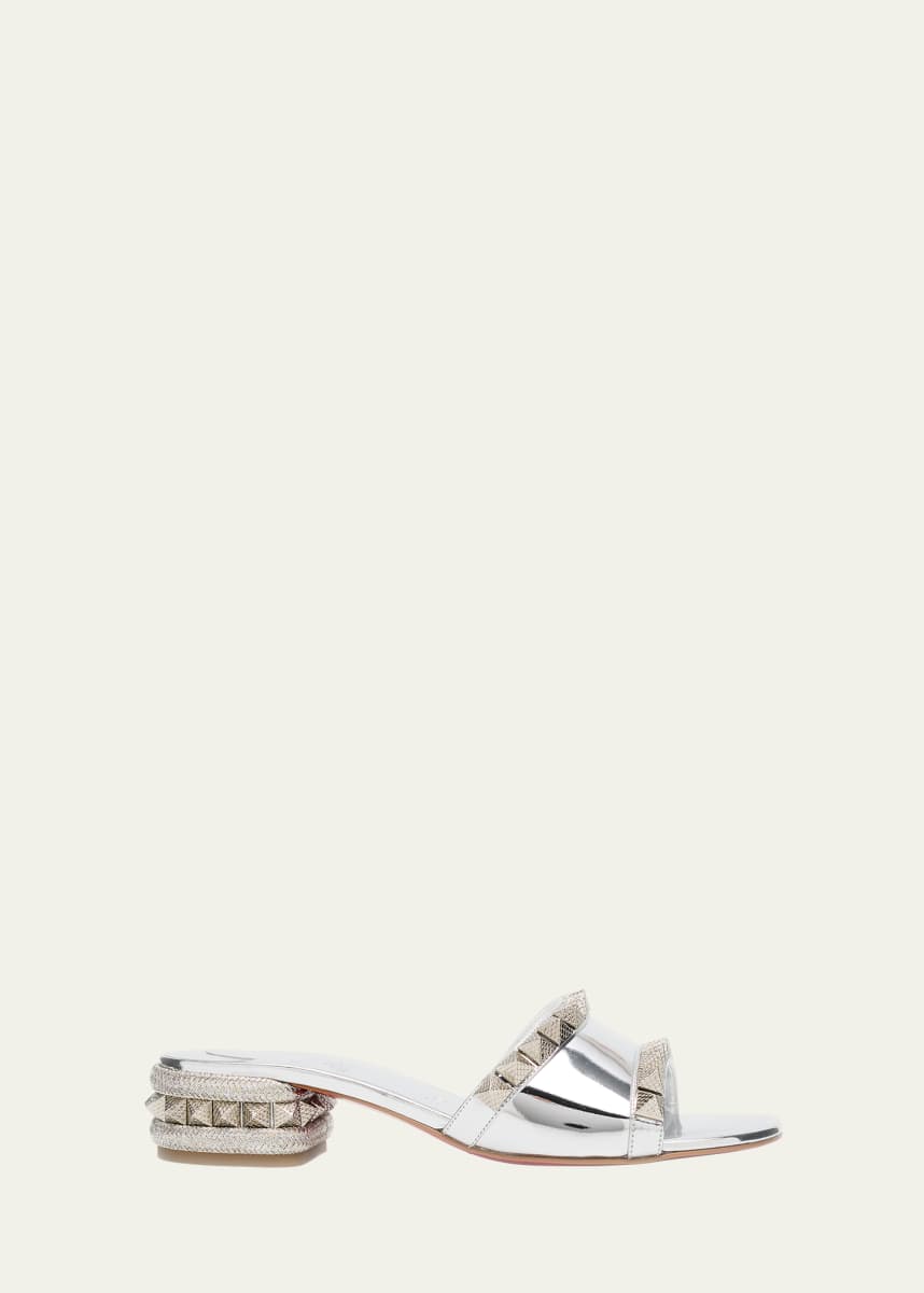 Christian Louboutin Pyramule Metallic Red Sole Slide Sandals