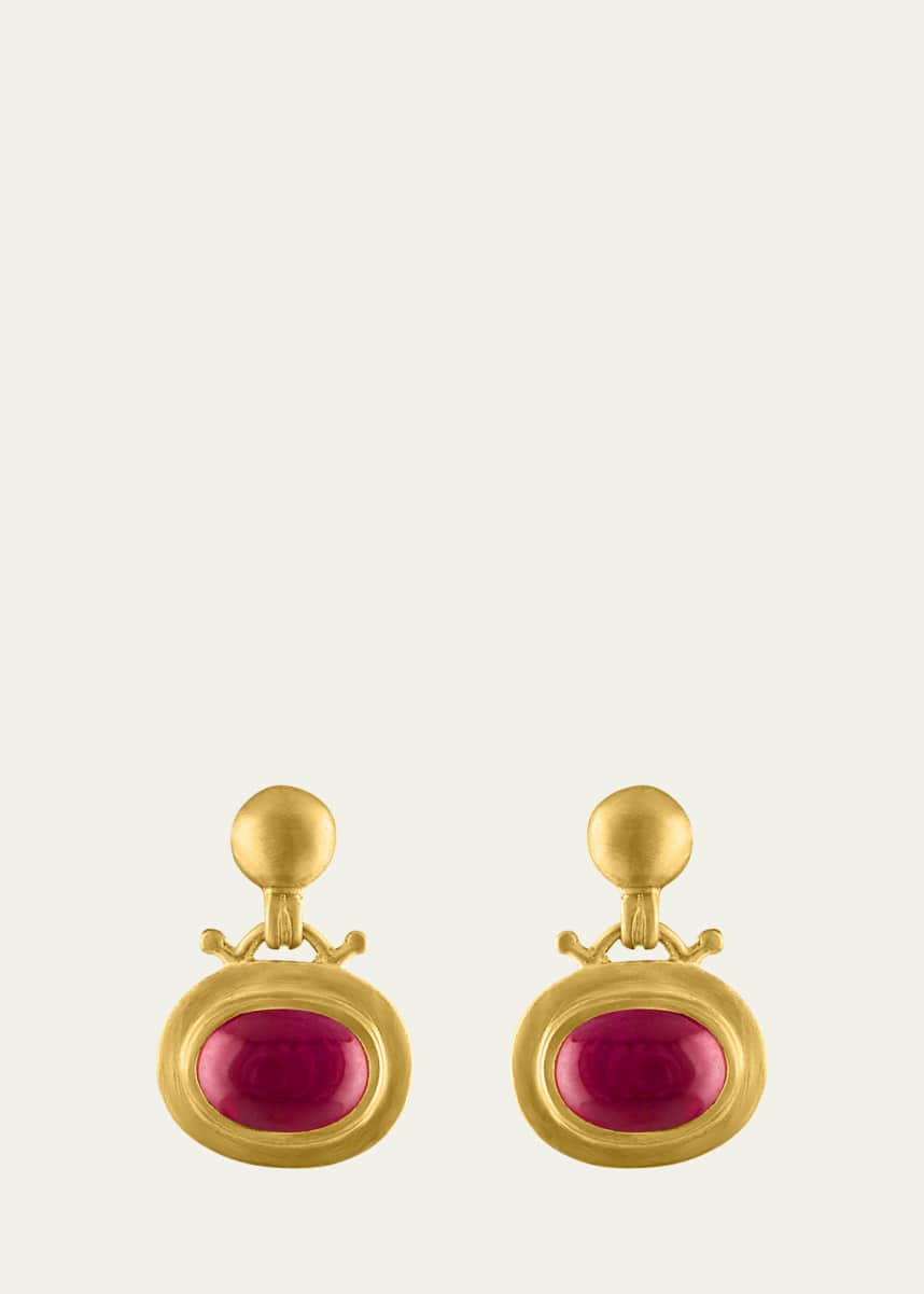 Prounis Jewelry Small Ruby Bell Earrings