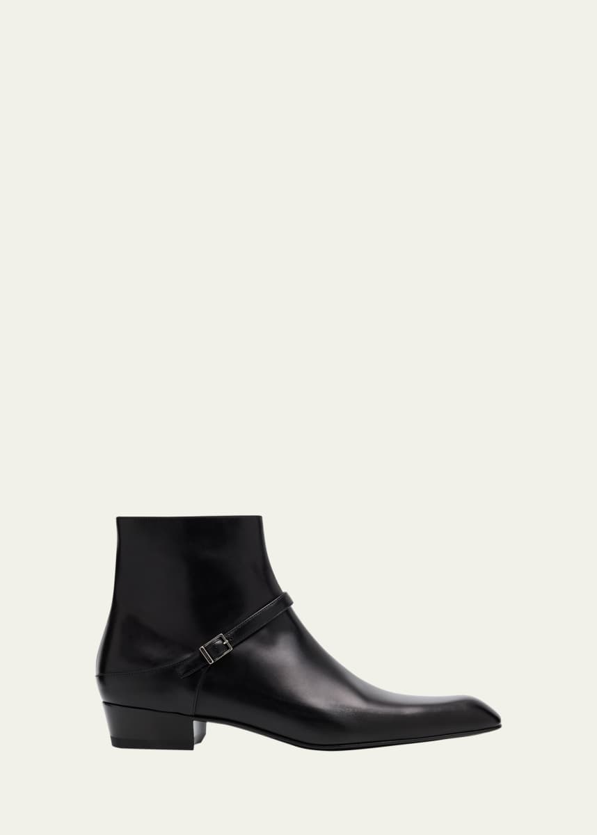 Saint Laurent Men's Augustin Leather Zip Ankle Boots