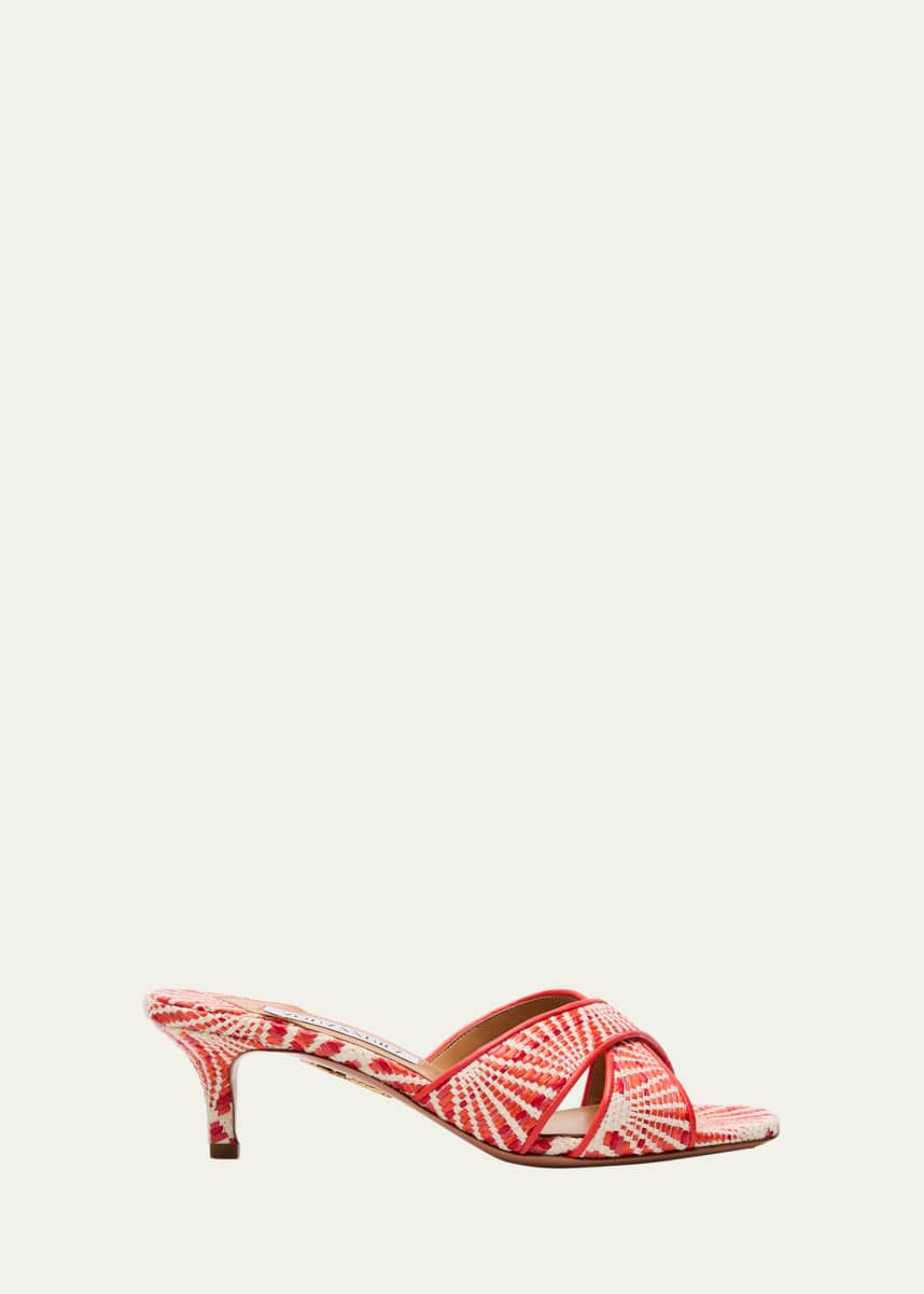Aquazzura Divine Raffia Summer Kitten Sandals