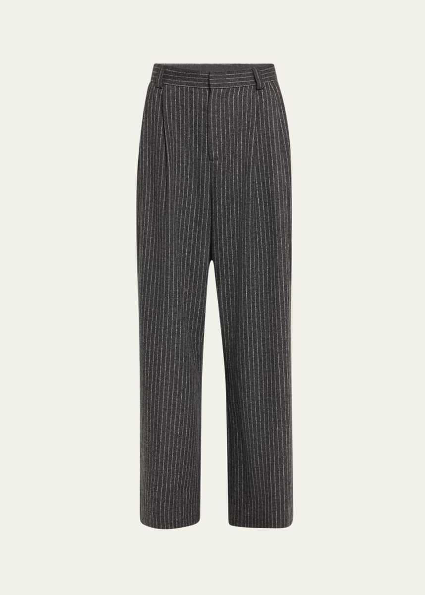 TEURN STUDIOS Pleated Pinstripe Relaxed-Fit Trousers