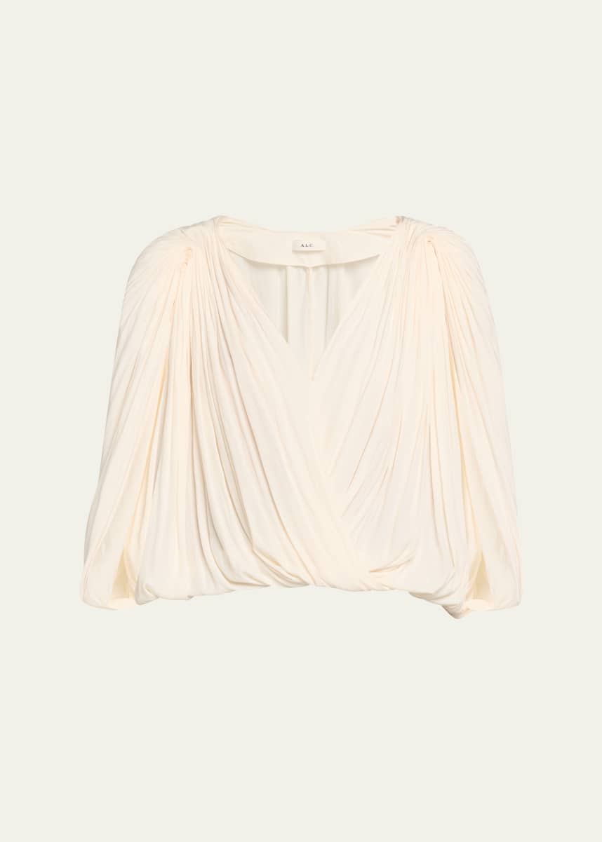 A.L.C. Vivian Draped Cape-Sleeve Top