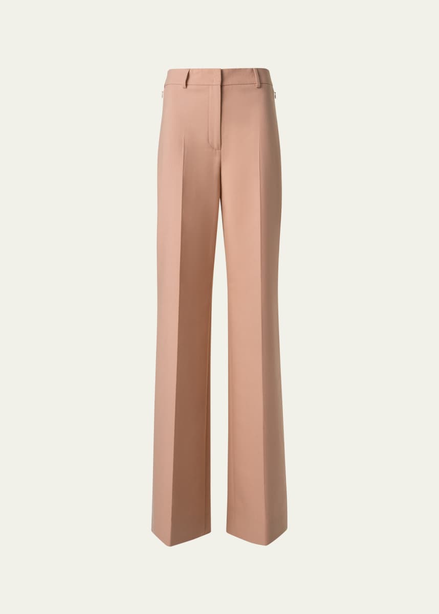 Akris Fior Wool Crepe Double-Face Wide Leg Pants