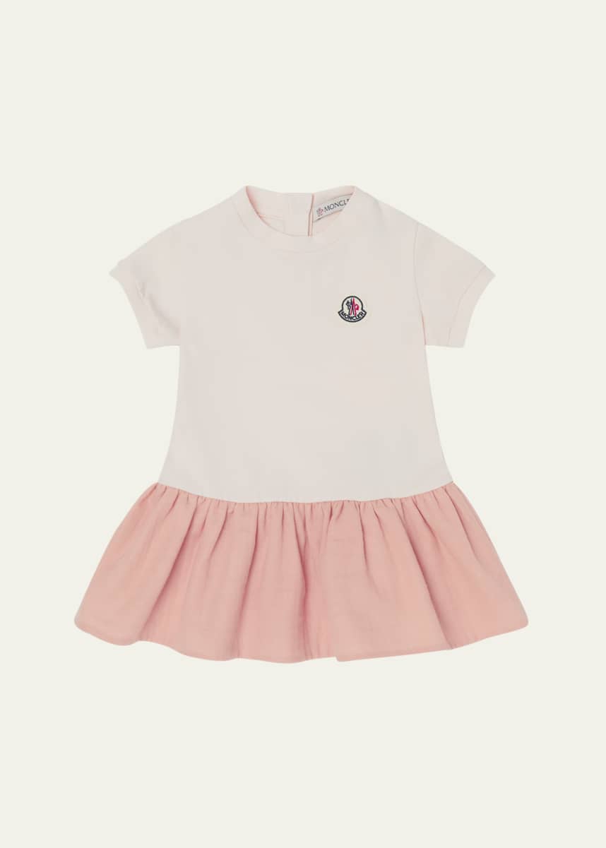 Moncler Girl's Jersey Woven Combo Dress, Size 6M-3