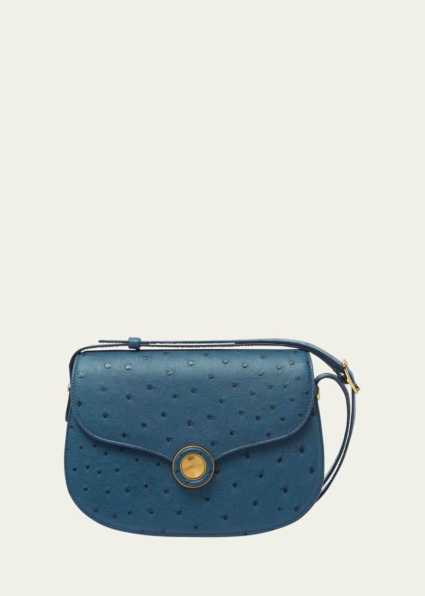 Loro Piana Ghiera Small Ostrich Leather Crossbody Bag