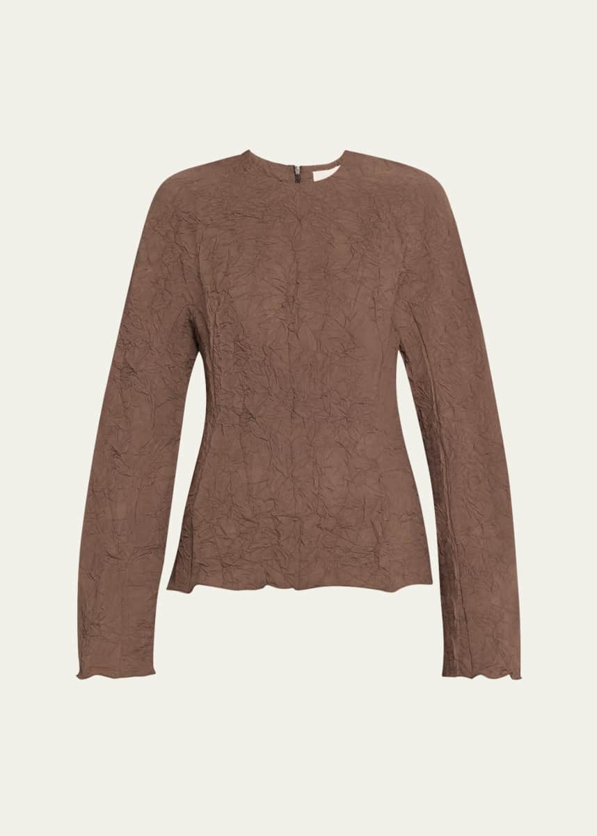 TEURN STUDIOS Long-Sleeve Crinkle Top