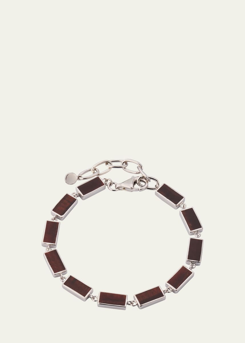 Jan Leslie Men's Sterling Silver Red Tigers Eye Bracelet