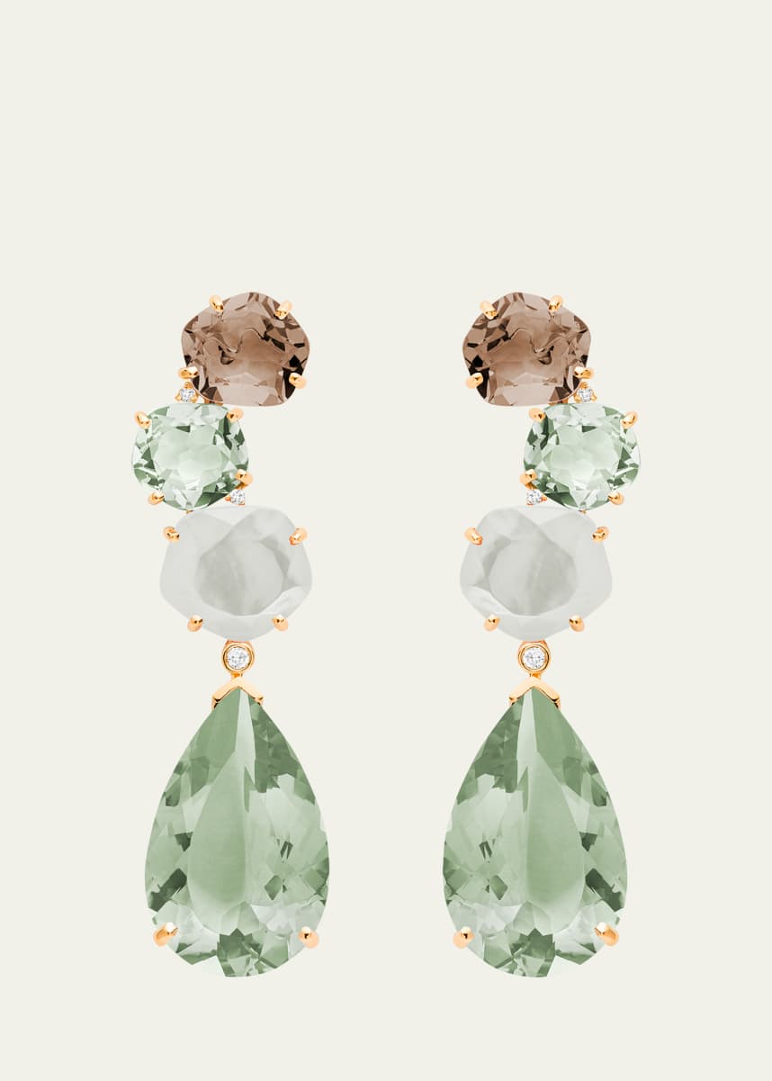 Daniella Kronfle Diana Prasiolite, Quartz, and MOP Earrings in 18K Rose Gold