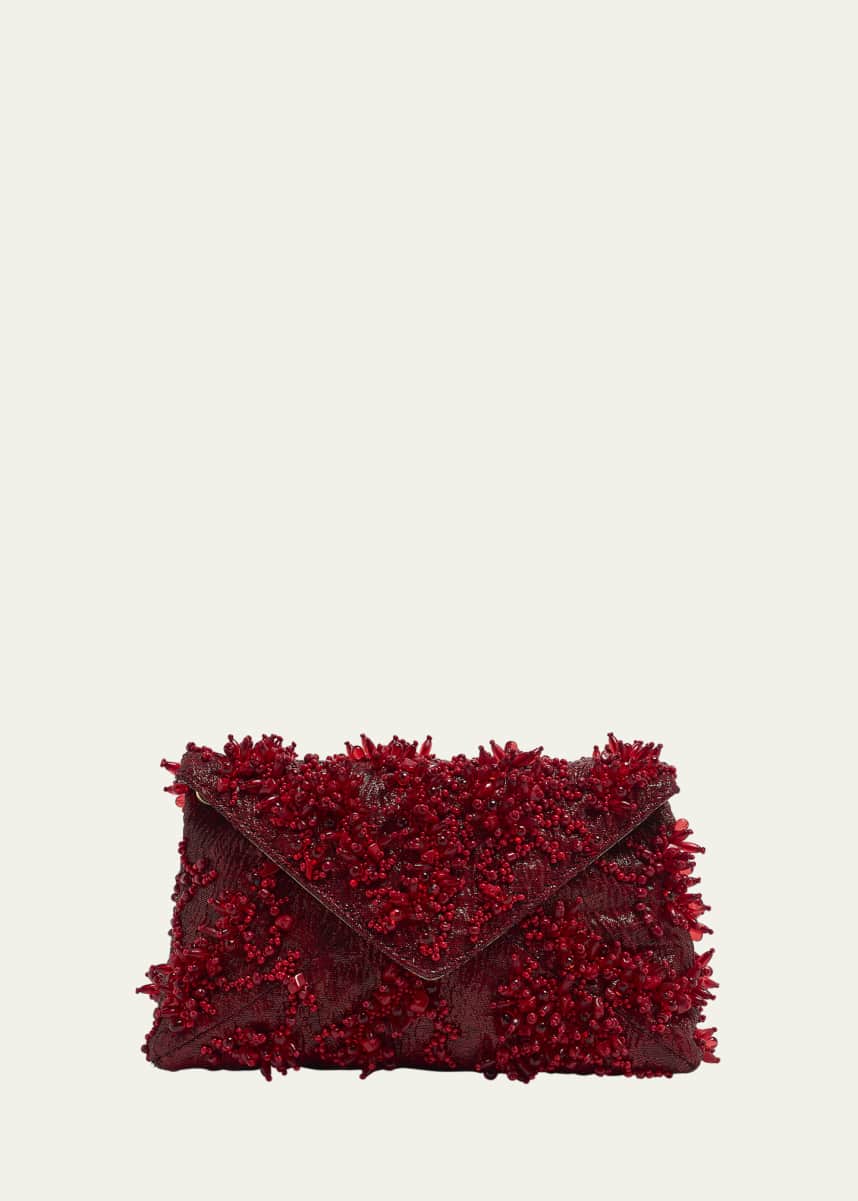 Dries Van Noten Beaded Envelope Flap Clutch Bag