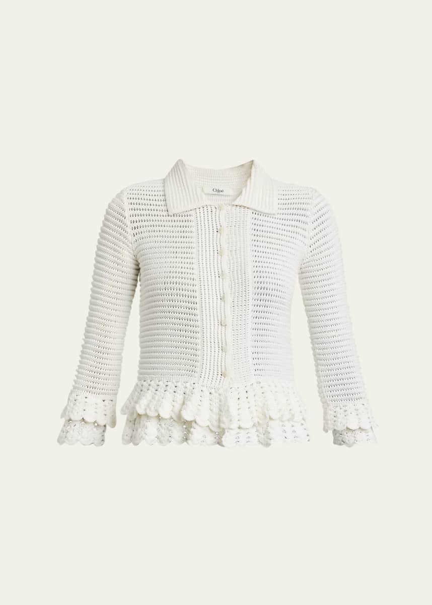 Chloe Scalloped Ruffle Collared Cardigan