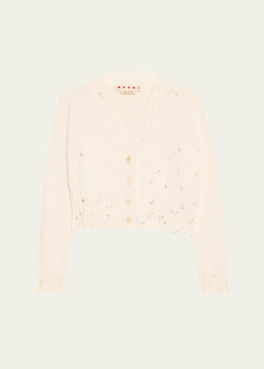 Marni Distressed Cotton Knit Cardigan