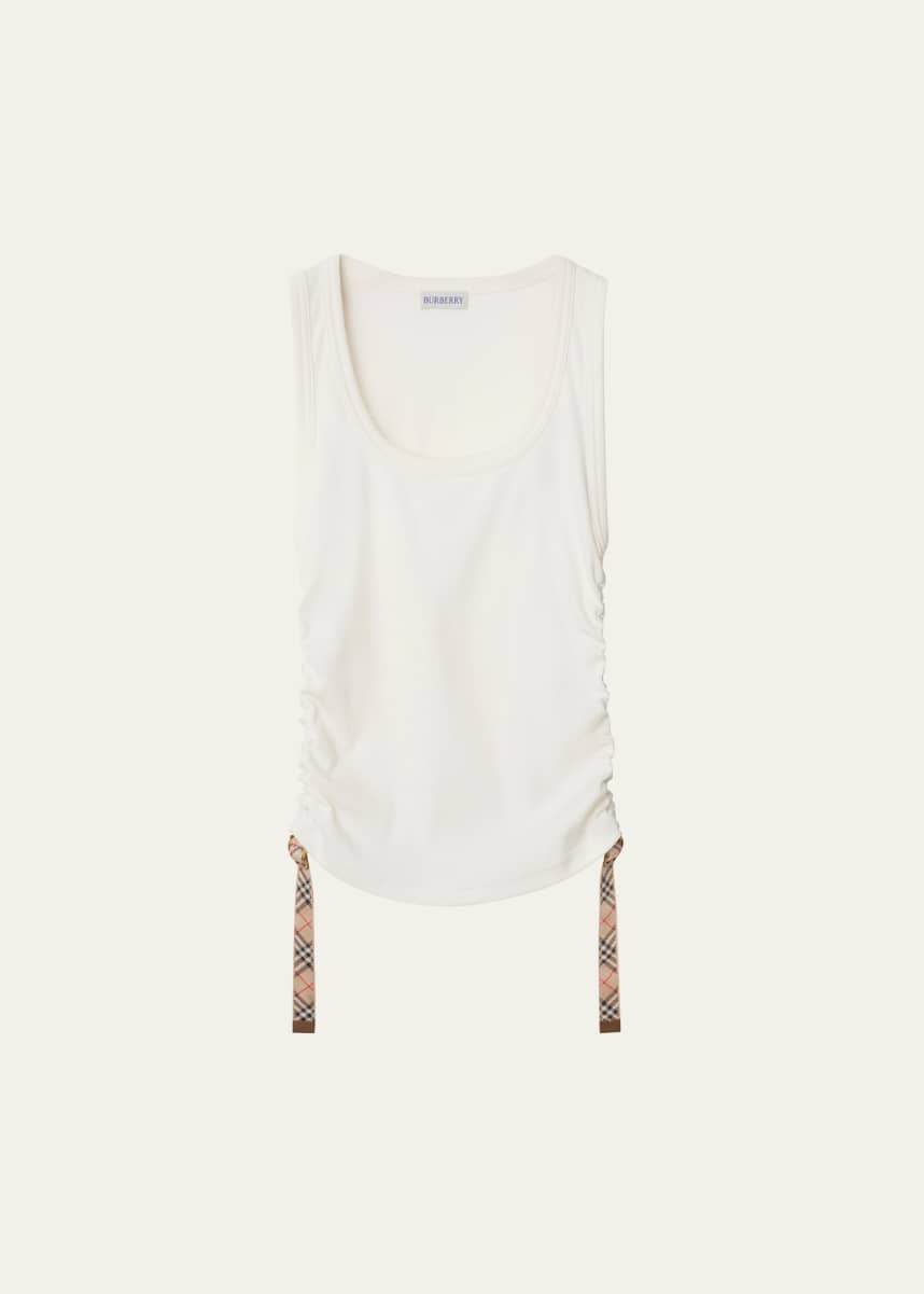 Burberry Ruched Check Drawstring Tank Top