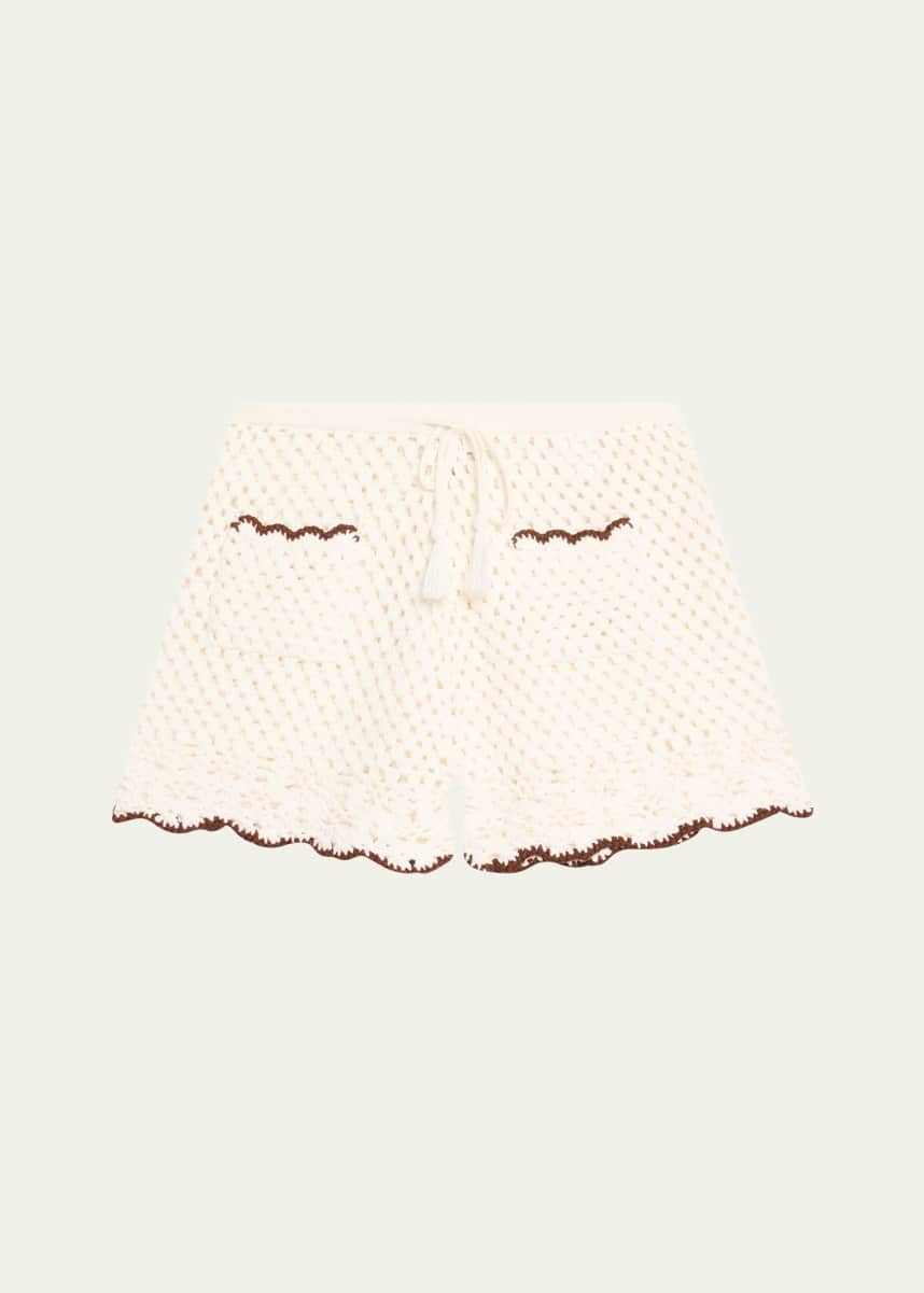 Cara Cara Brix Drawstring Crochet Knit Shorts