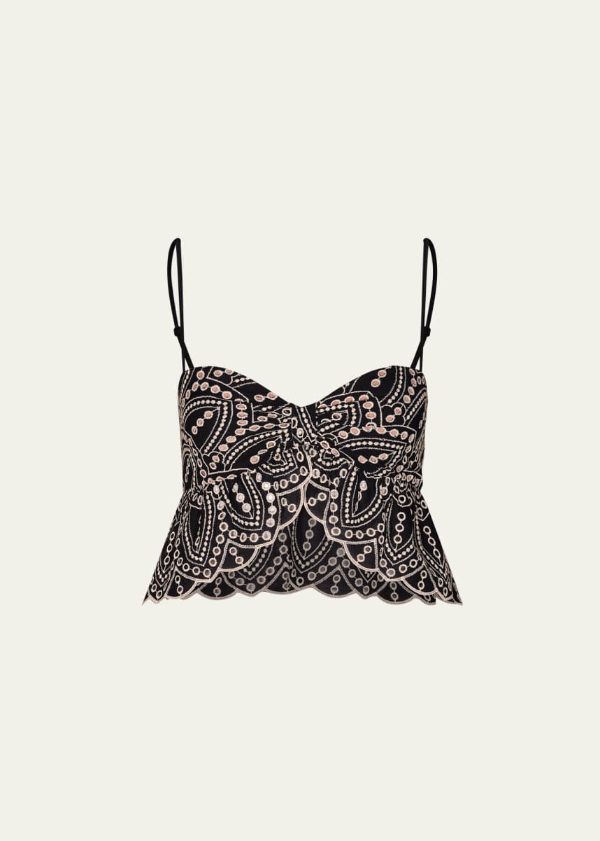 Johanna Ortiz Lunch Date Eyelet Cropped Top