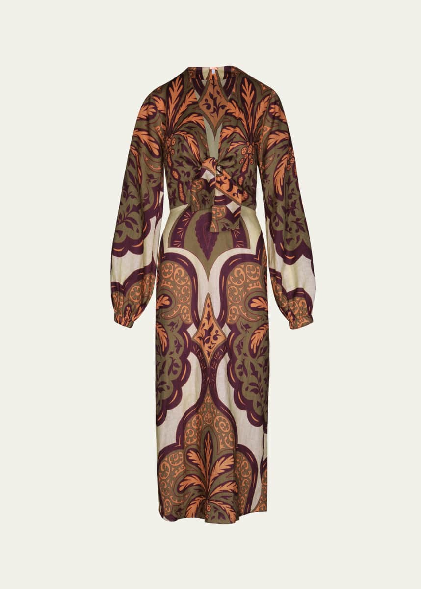Johanna Ortiz Across Paradise Printed Tie-Front Ankle Dress