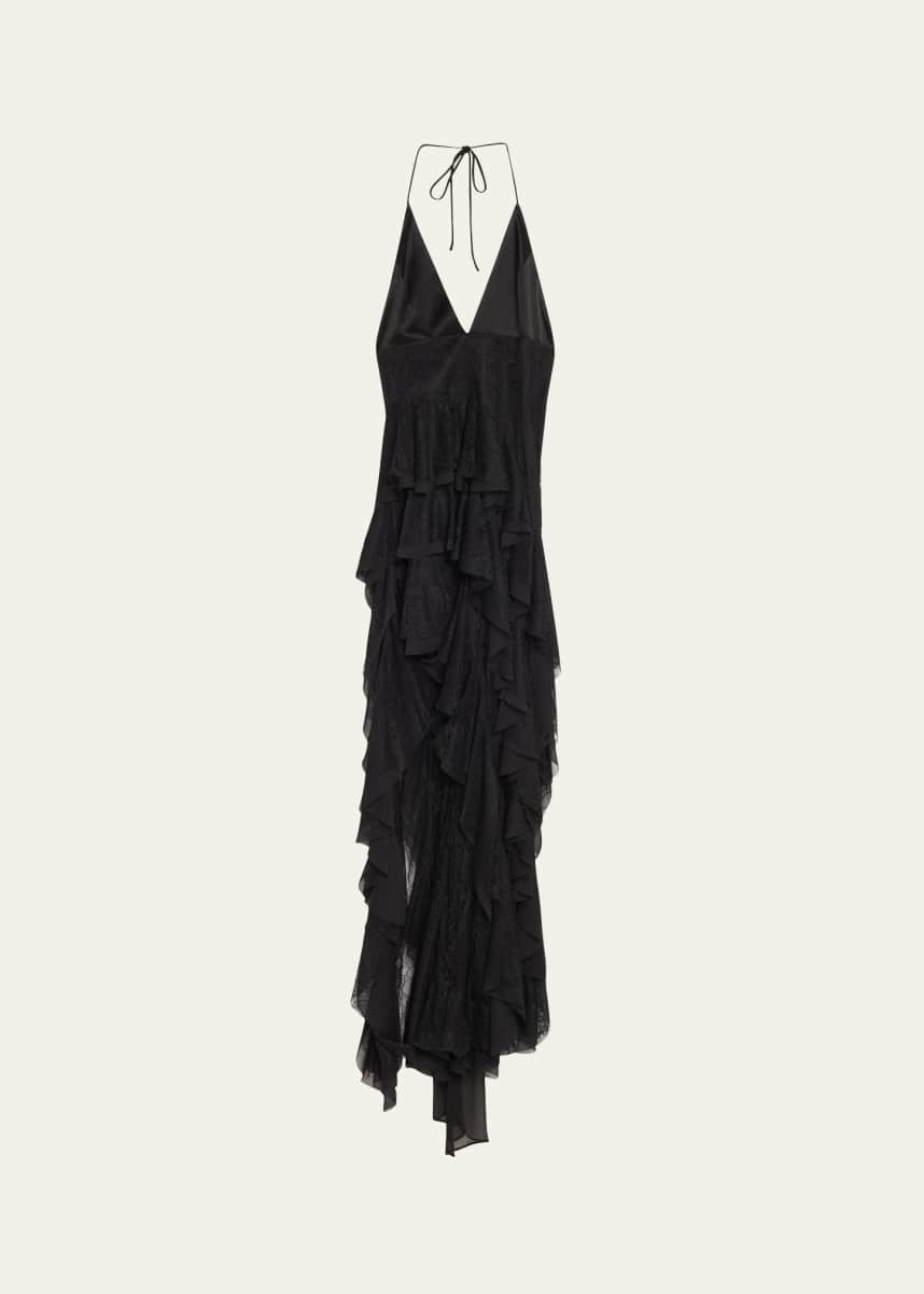 Alice + Olivia Hannah Asymmetric Ruffle Maxi Dress