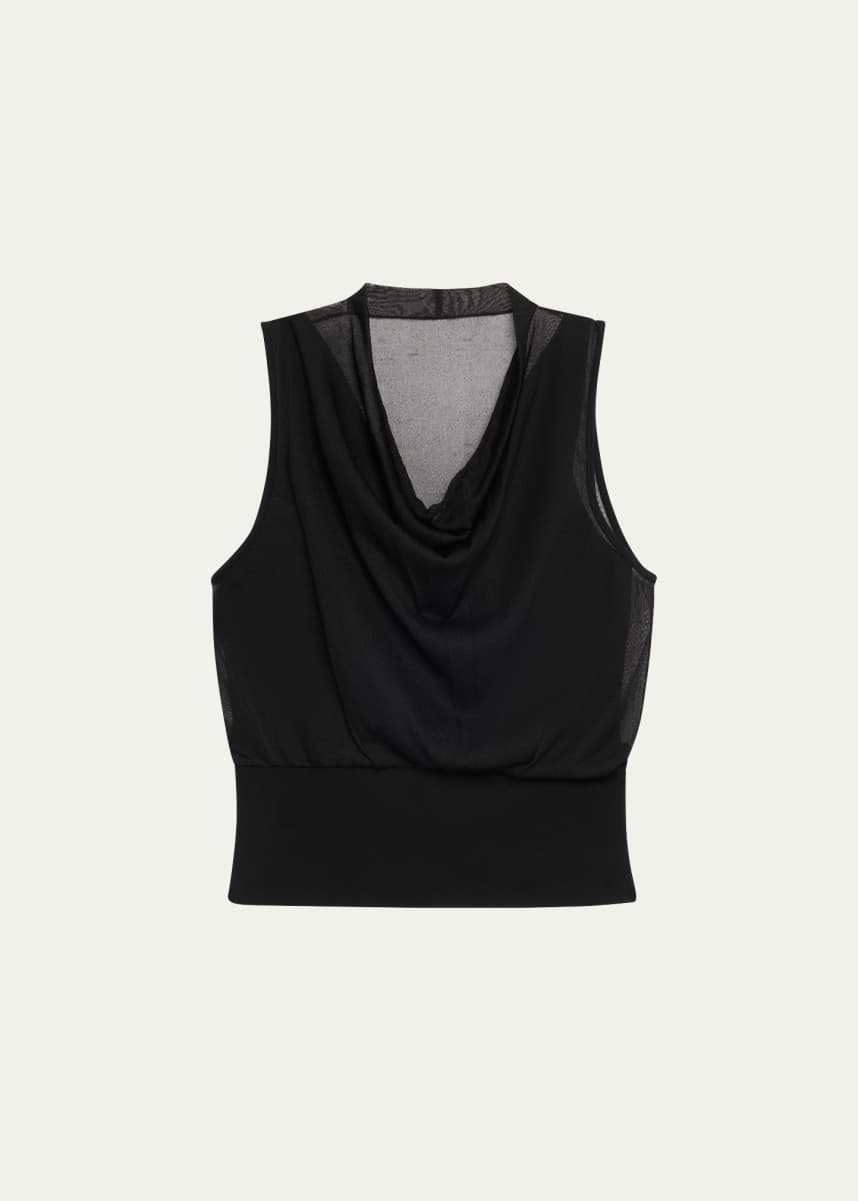 SIMKHAI Carmina Sheer Cowl-Neck Tank Top