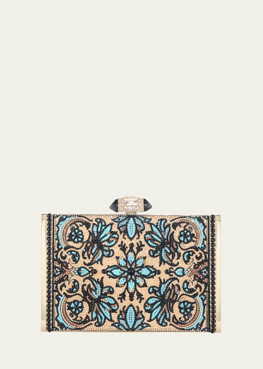 Judith Leiber Couture Floral Crystal Rectangle Clutch Bag