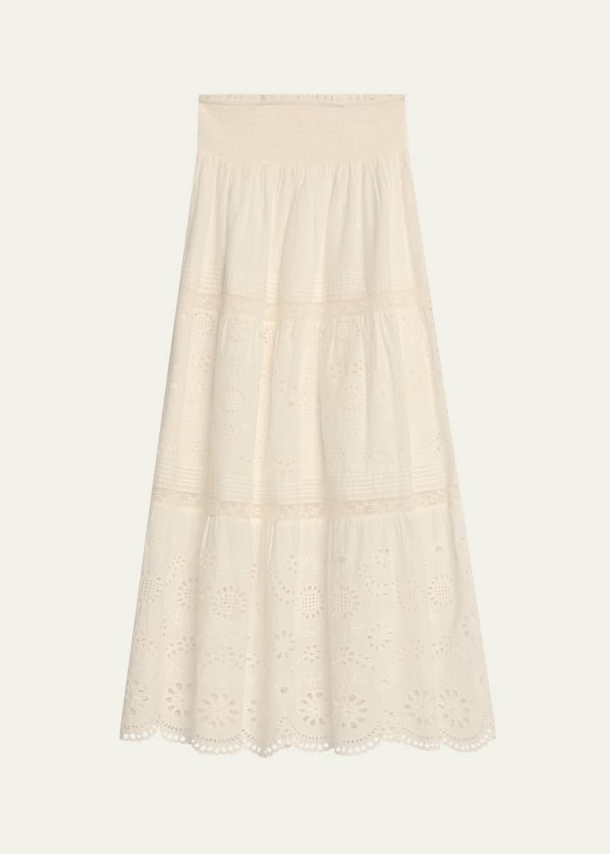 LoveShackFancy Miloti Embroidered Midi Skirt