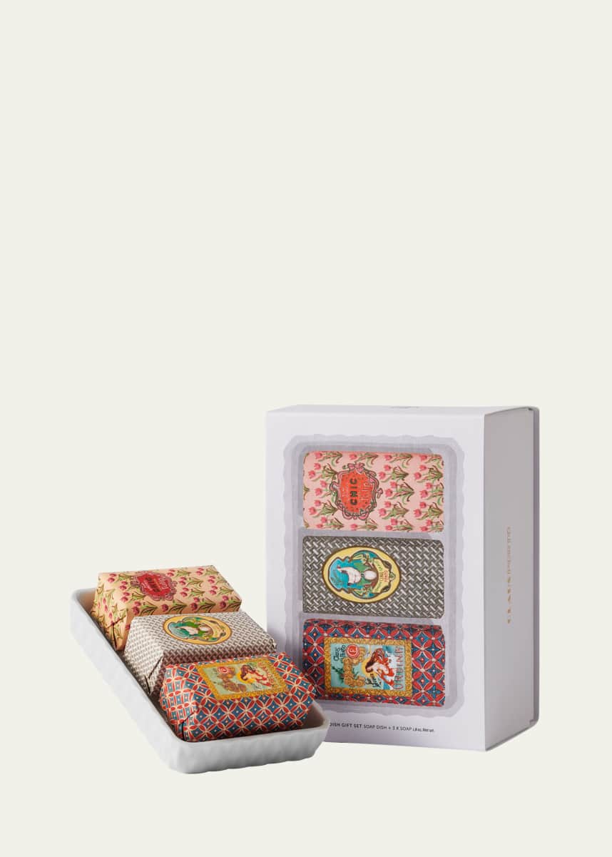 Claus Porto Classico Mini Soap and Soap Dish Gift Set, 3 x 1.8 oz.