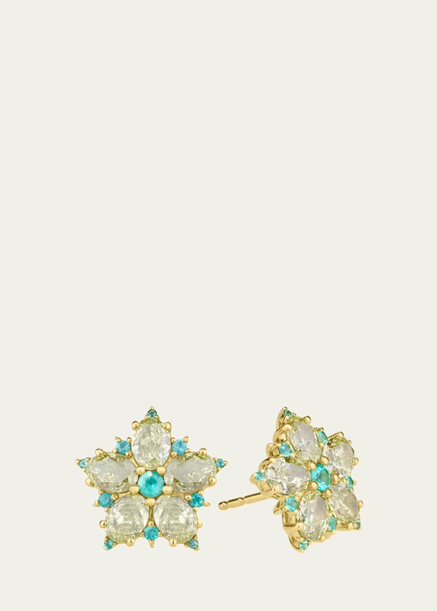 Paul Morelli 18K Yellow Diamond and Paraiba Stud Earrings
