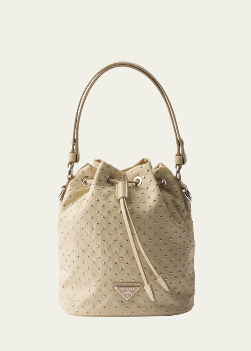 Prada Studded Re-Nylon Bucket Bag
