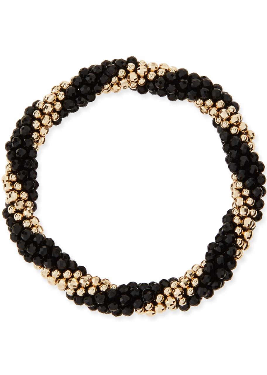 Image 1 of 1: Audrey 14k Gold and Black Onyx Bead Bracelet