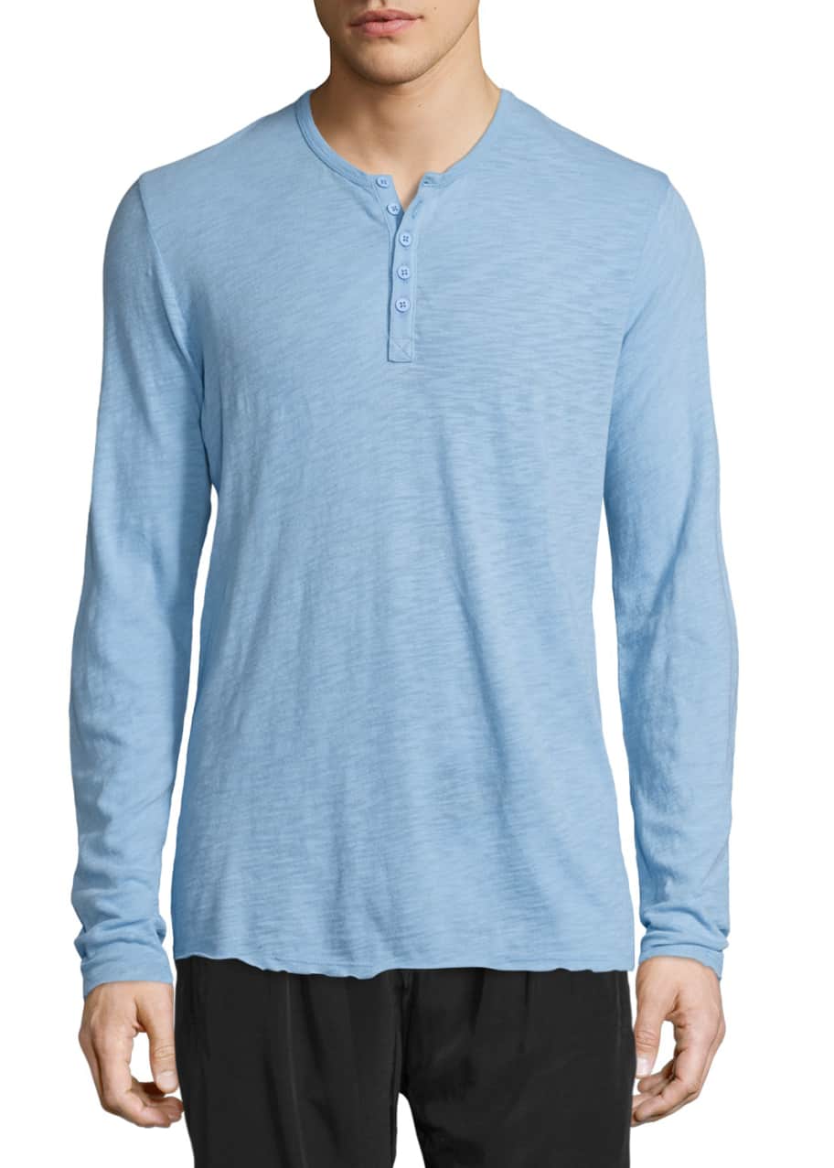 Image 1 of 1: Long-Sleeve Slub Henley Shirt, Natural