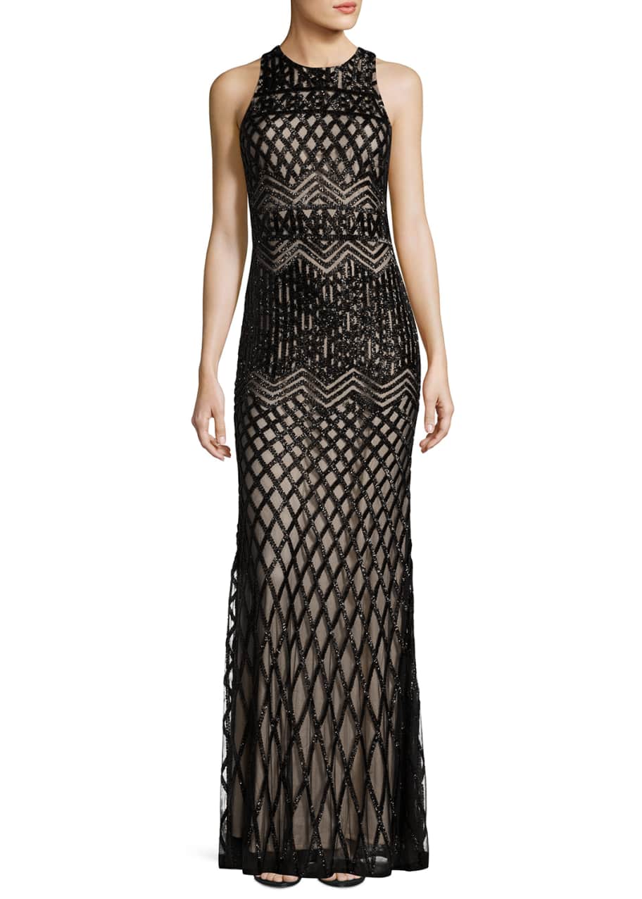 Image 1 of 1: Olympia Sleeveless Beaded Gown, Champagne