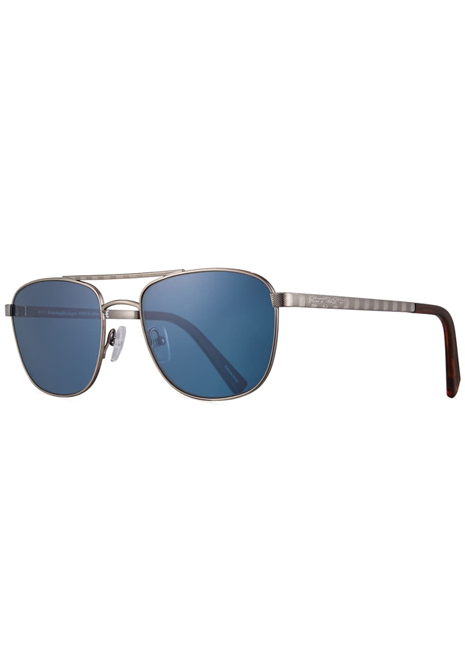 Image 1 of 1: Men's Titanium Double-Bar Aviator Sunglasses