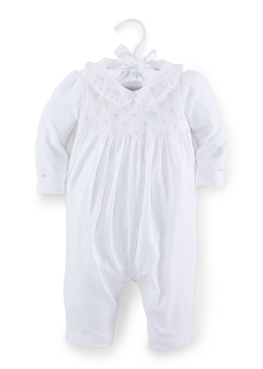 Image 1 of 1: Embroidered Pima Coverall, White, Size 3-12 Months
