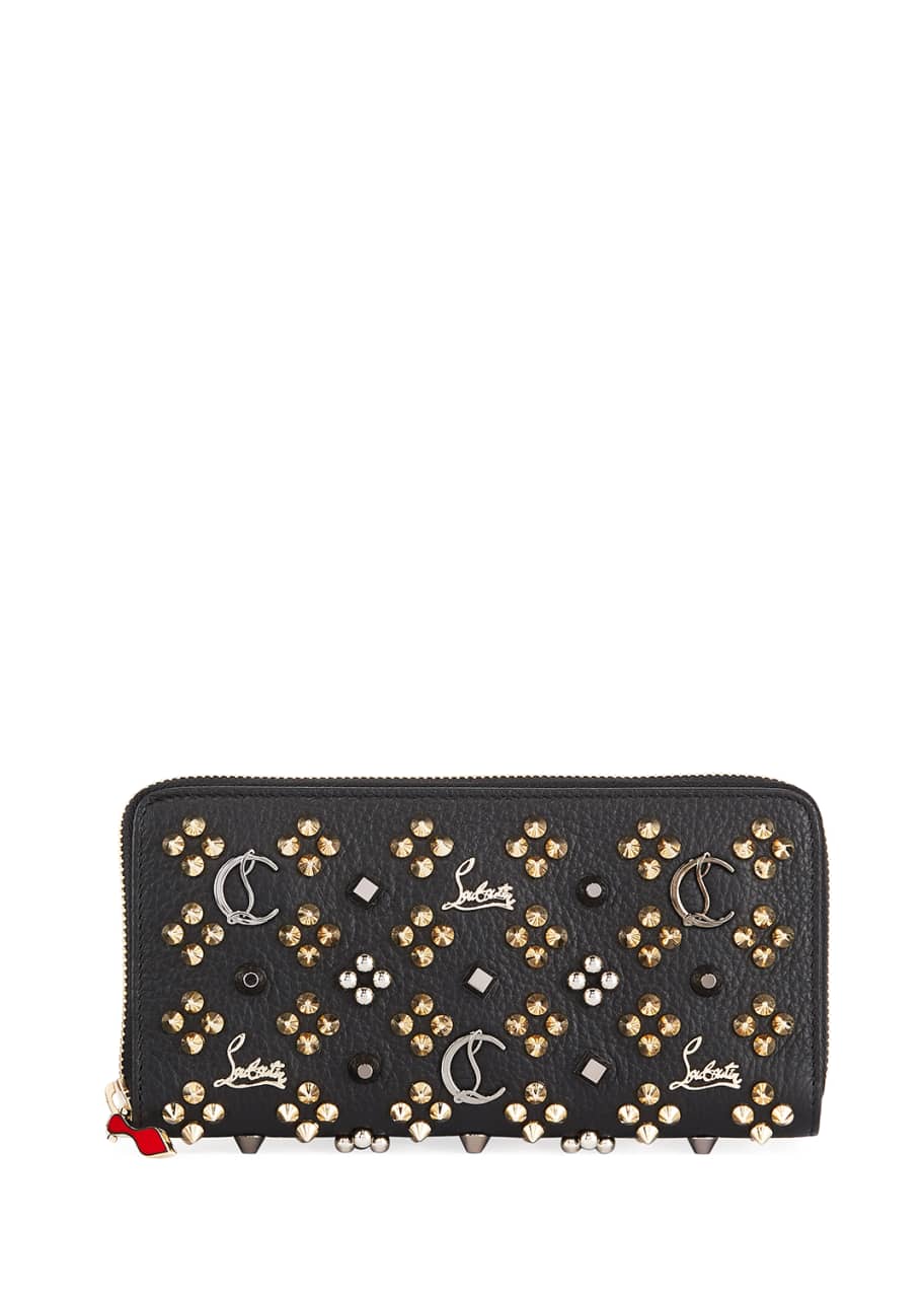 Image 1 of 1: Panettone Wallet in Leather with Loubinthesky Spikes