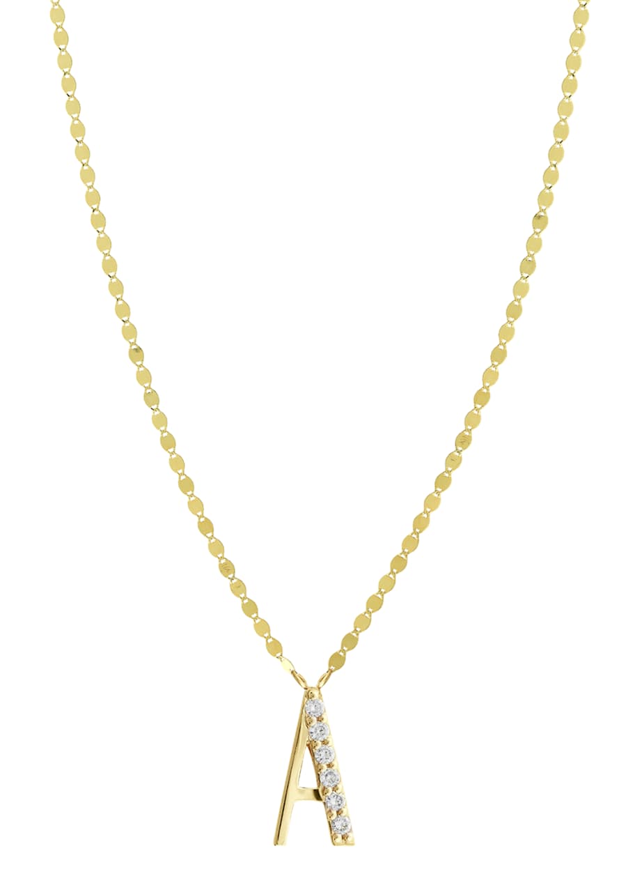 Image 1 of 1: Initial 14K Gold Pendant Necklace with Diamonds