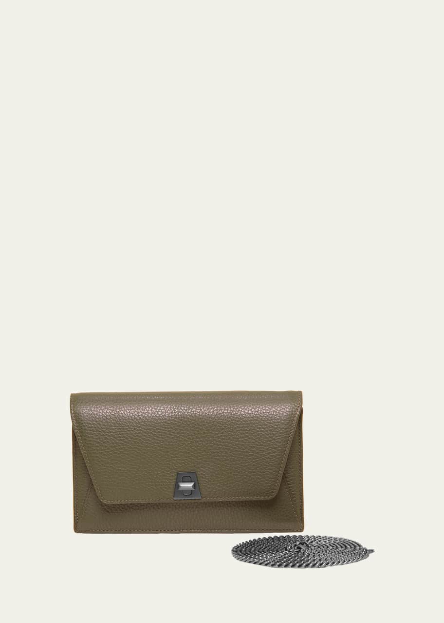 Image 1 of 1: Anouk Cervo Leather Clutch Bag w/Chain