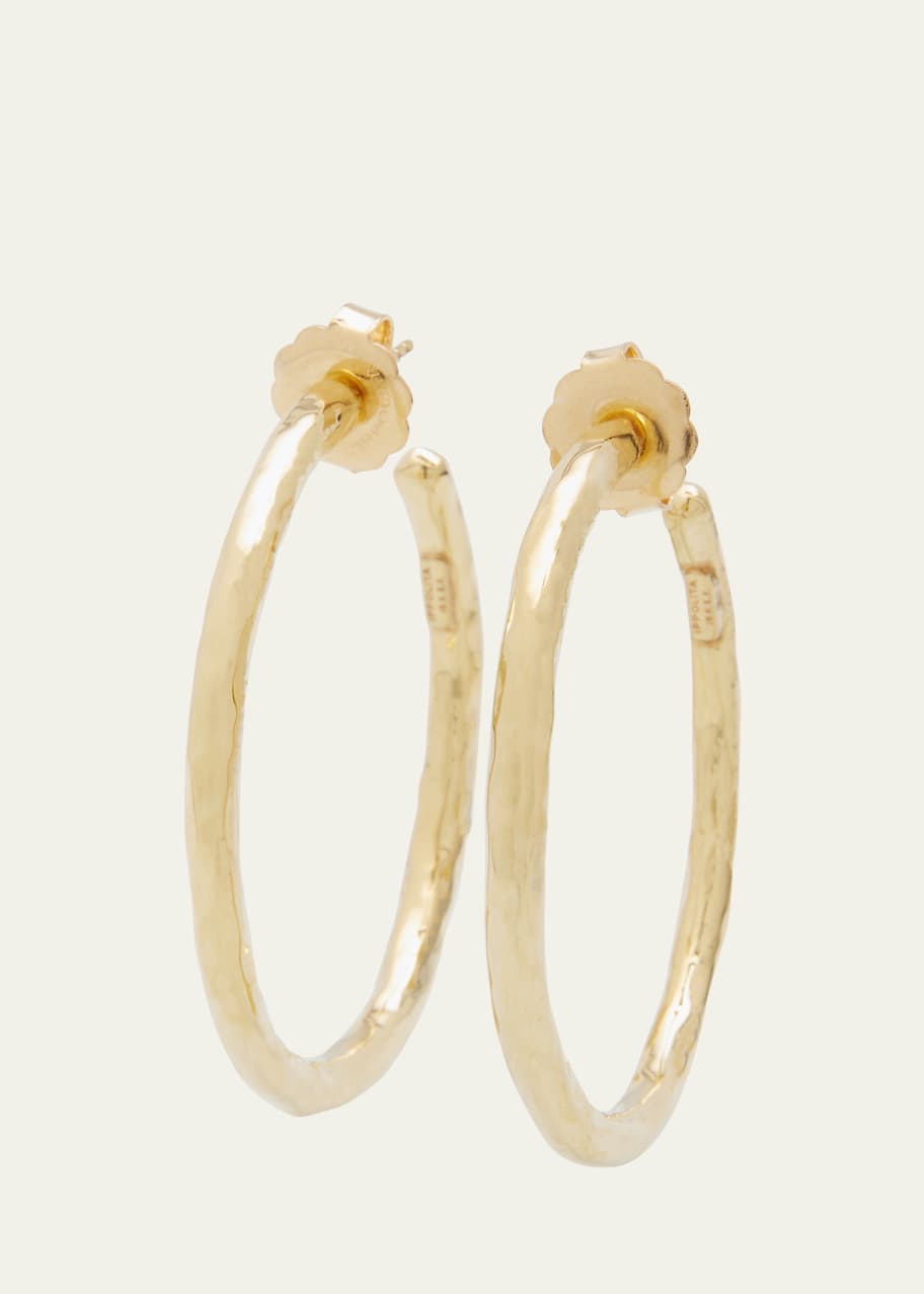 Image 1 of 1: Medium Hammered Hoop Earrings in 18K Gold