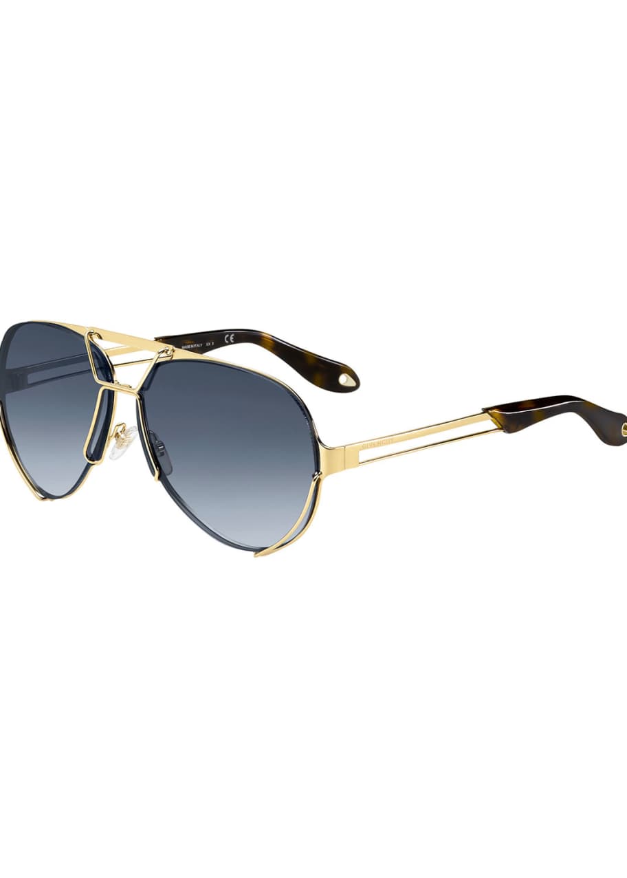 Image 1 of 1: Interchangeable Aviator Sunglasses, Gold