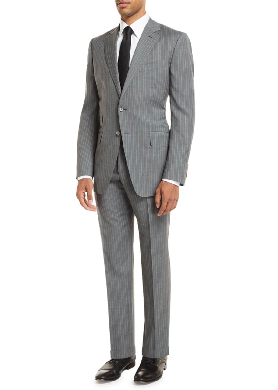 Image 1 of 1: Pinstripe Two-Piece Wool Suit