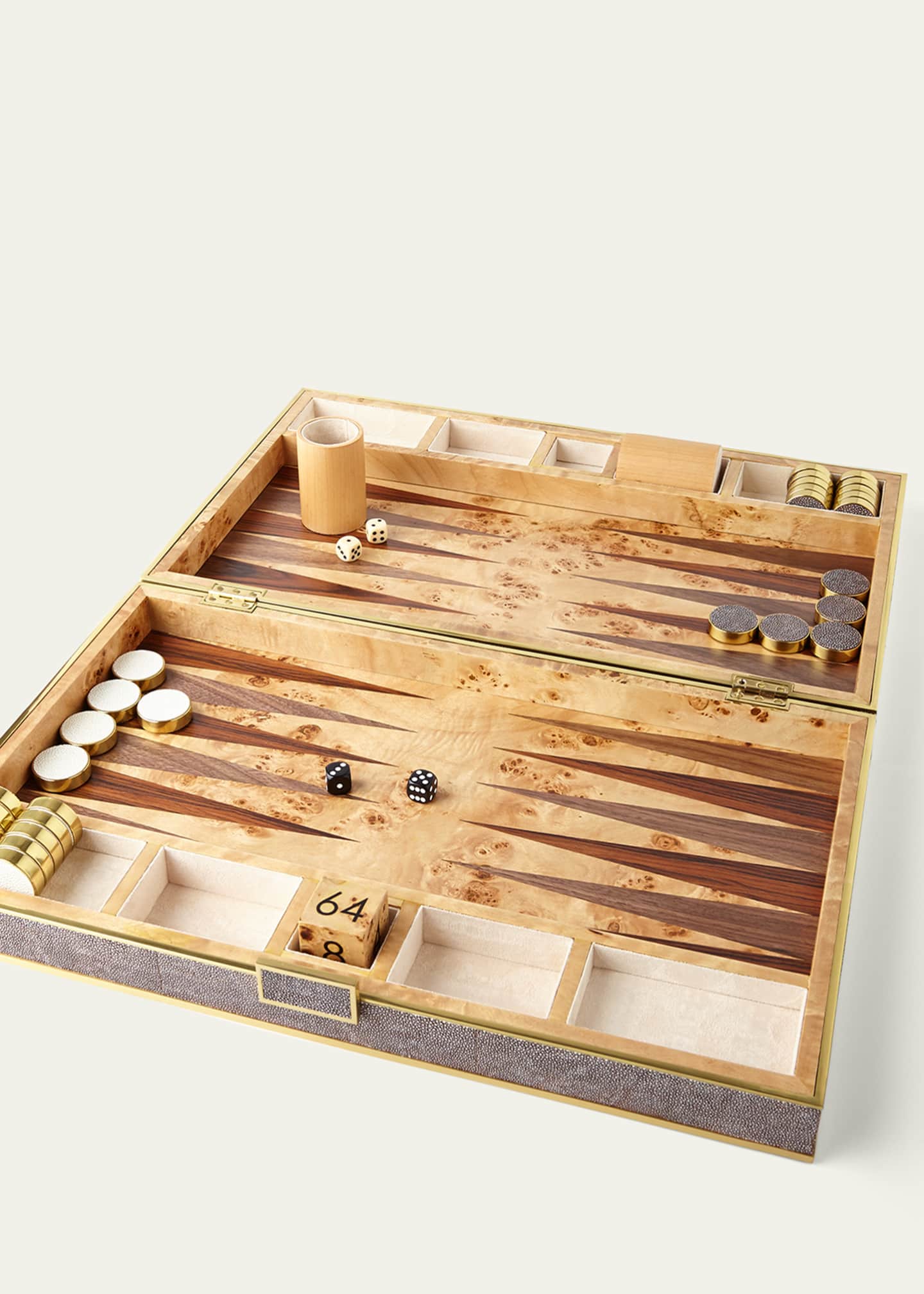 AERIN Chocolate Faux-Shagreen Backgammon Set Image 2 of 2