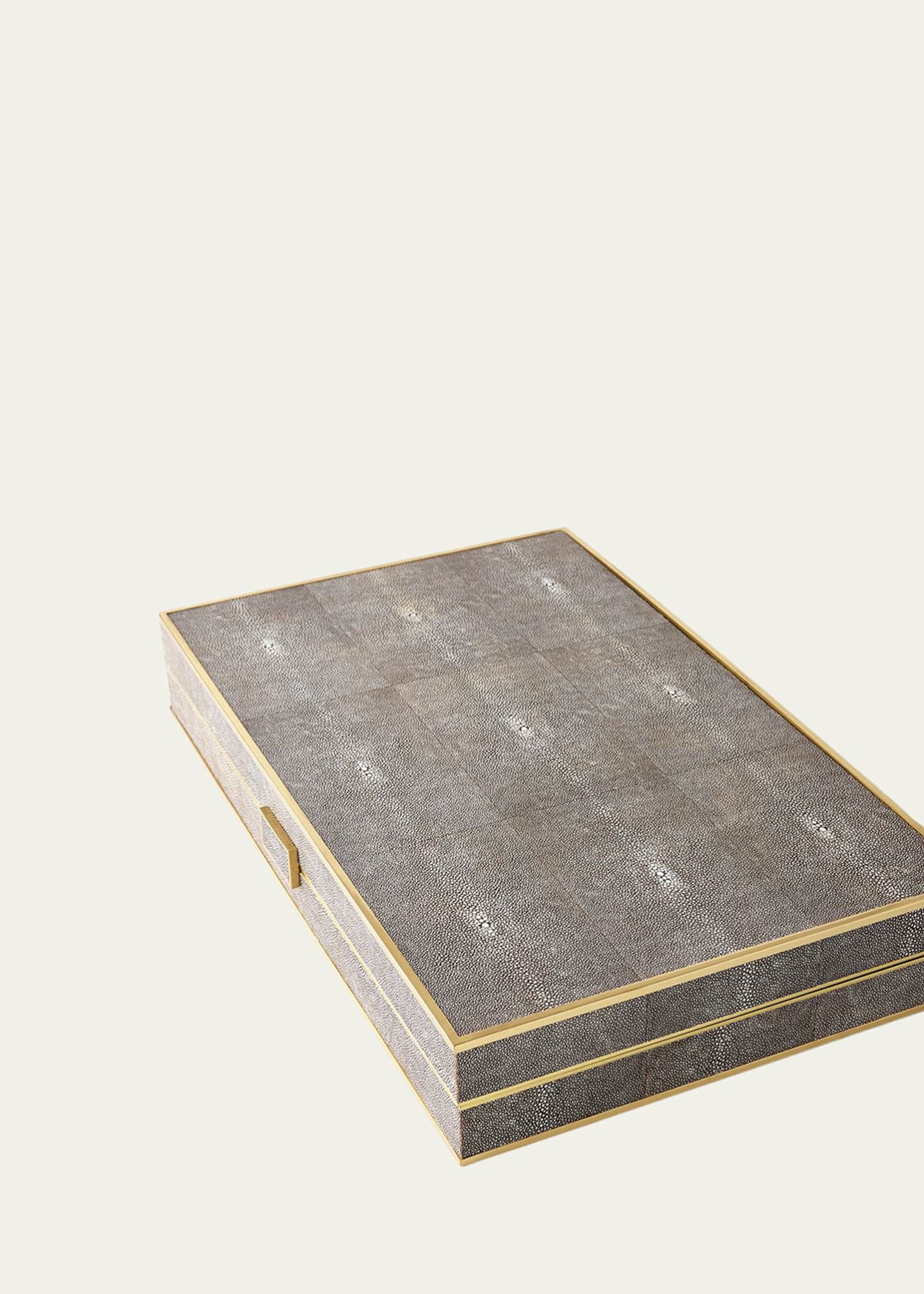 AERIN Chocolate Faux-Shagreen Backgammon Set Image 1 of 2
