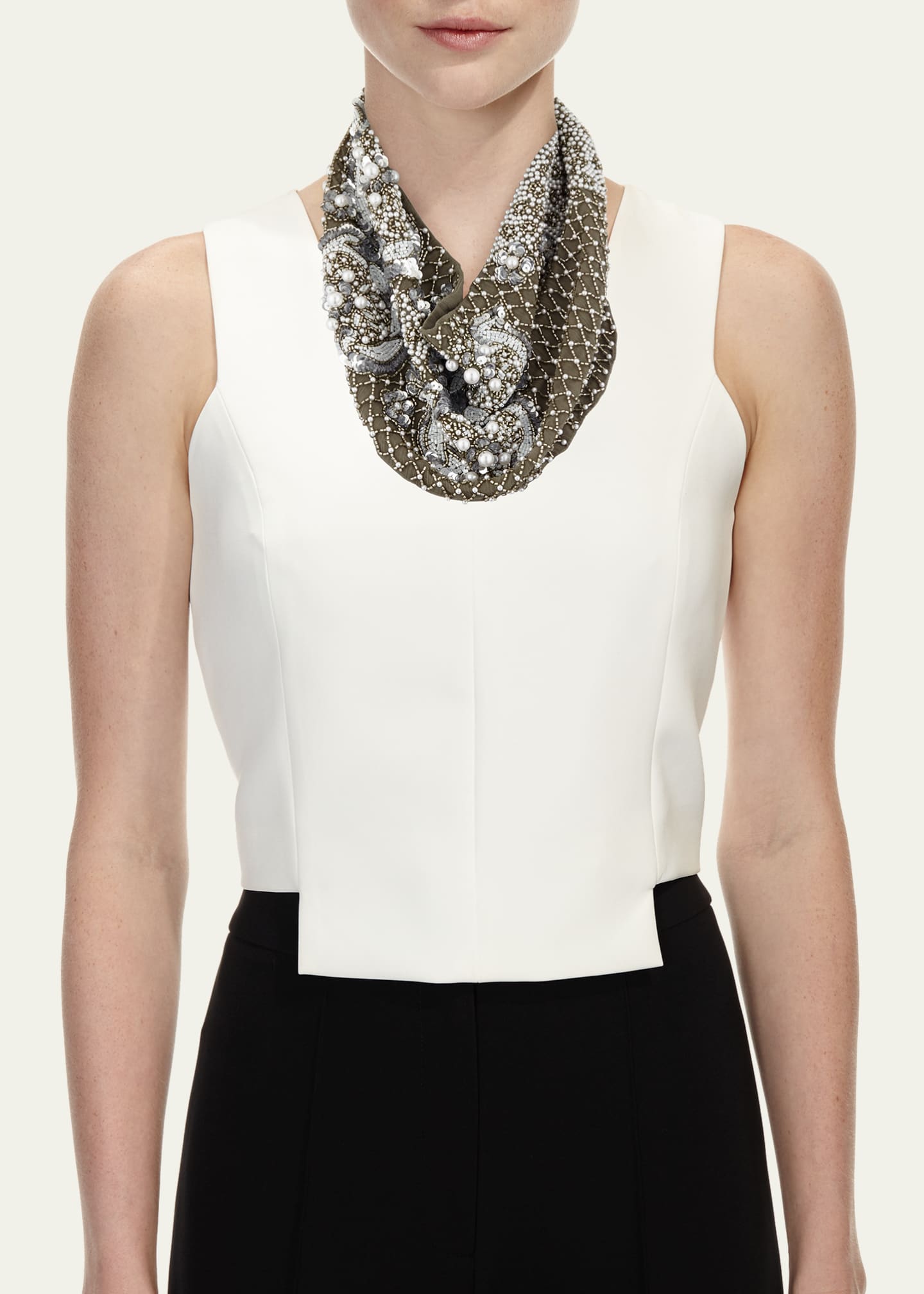 Mignonne Gavigan Le Charlot Beaded Scarf Necklace, Gray Image 2 of 2