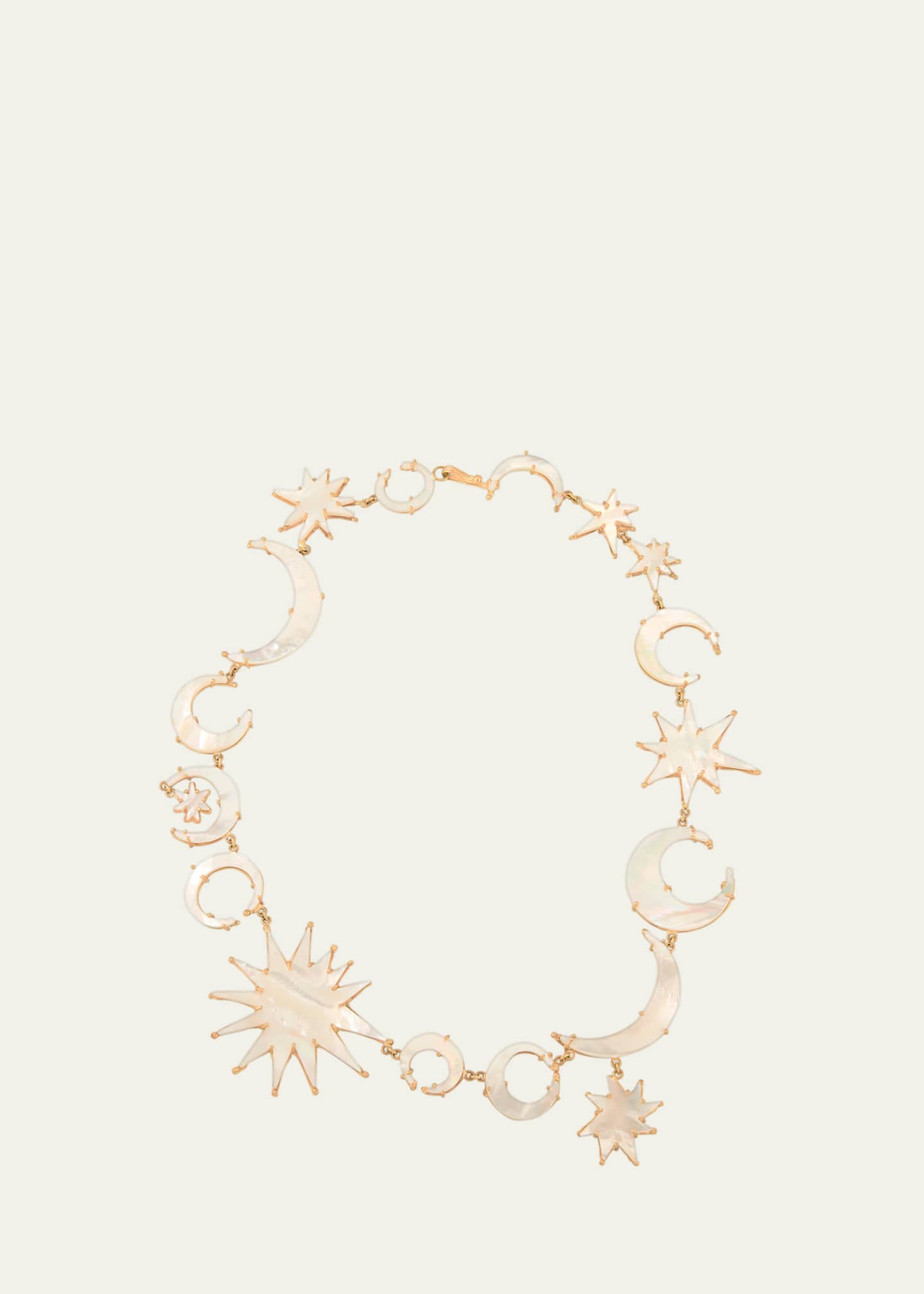 JUDY GEIB 18K Yellow Gold Sun and Moon Mother-of-Pearl Statement Necklace Image 1 of 4