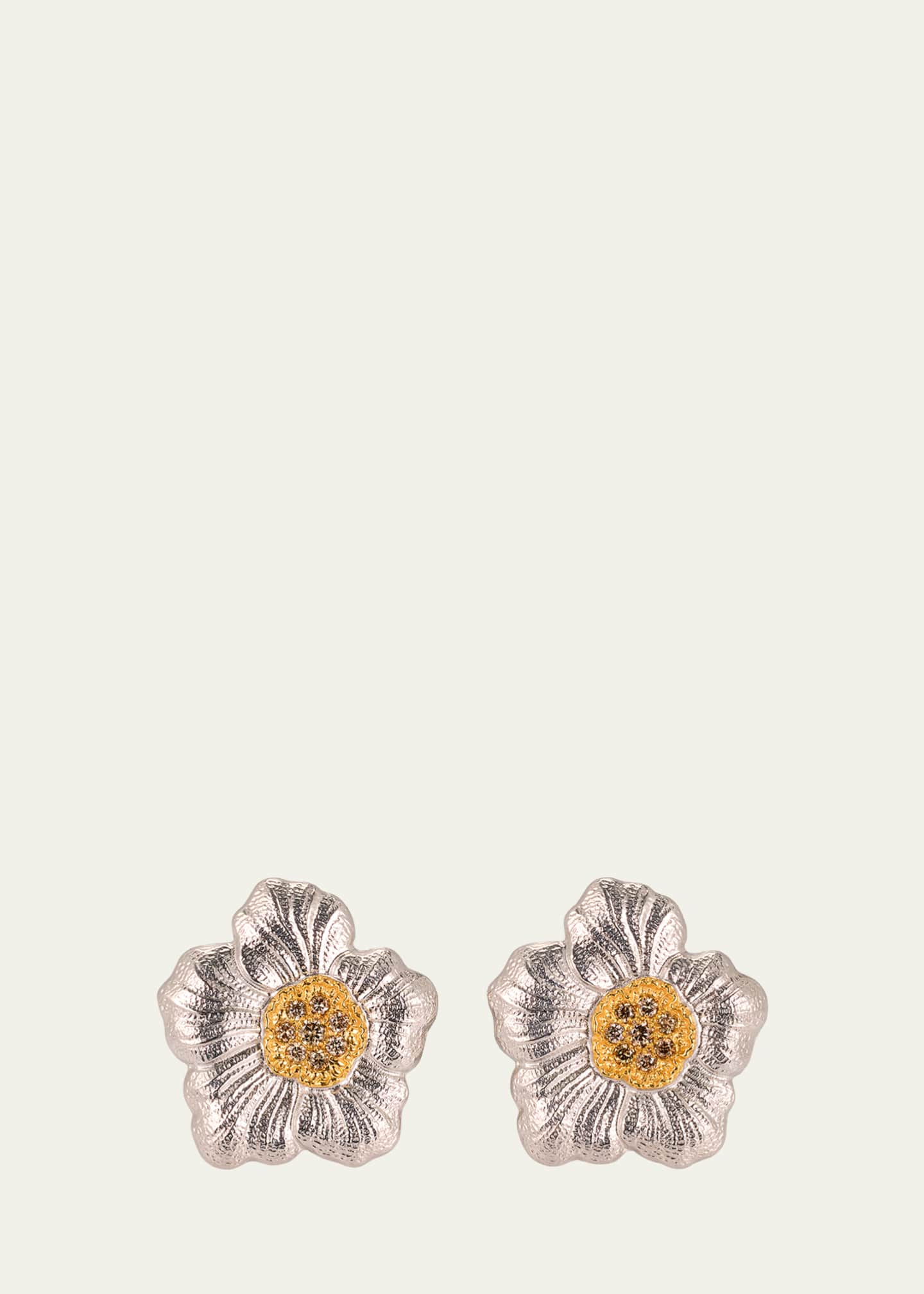 Buccellati Blossoms Gardenia Diamond Button Earrings, 2.5cm Image 1 of 4