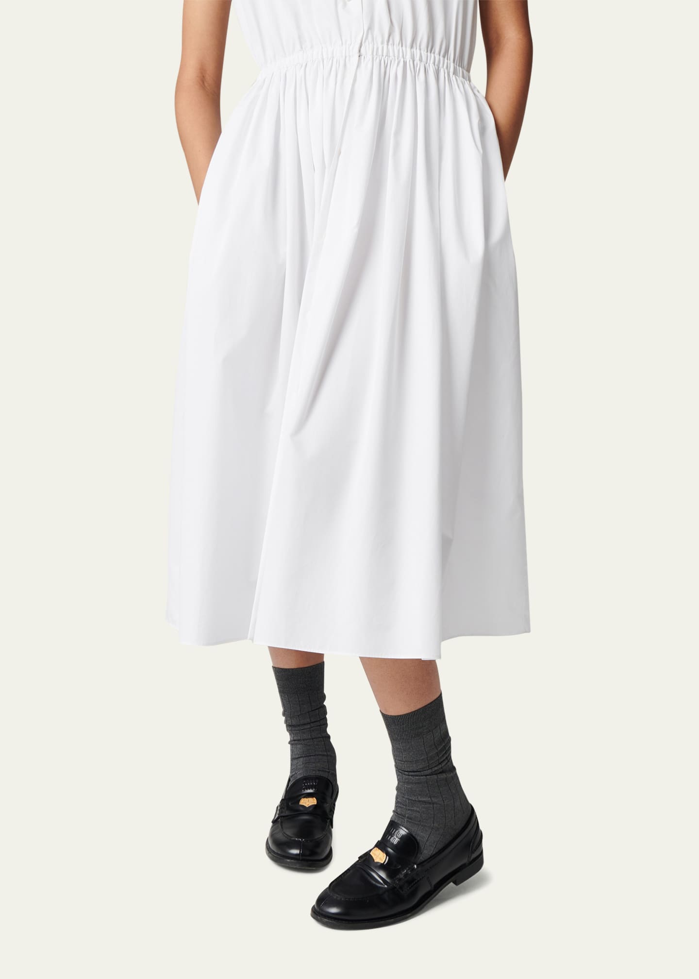 Miu Miu Logo-Embroidered Poplin Midi Dress Image 4 of 4