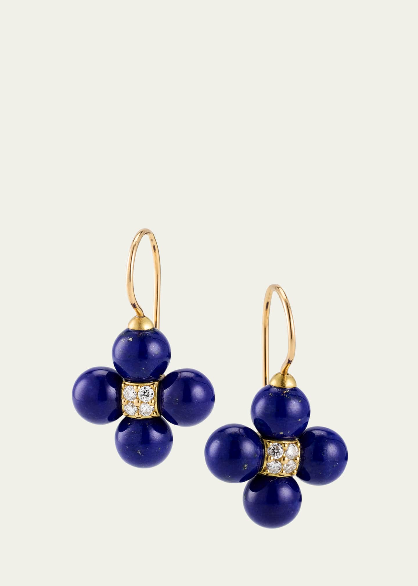 Paul Morelli 18K Yellow Gold Sequence Wire Earrings with Diamonds and Lapis