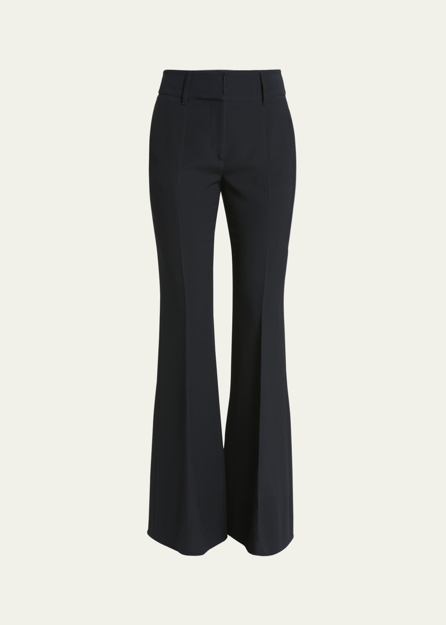 Gabriela Hearst Rhein High-Rise Pintuck Bootcut-Leg Crepe Pants Image 1 of 5