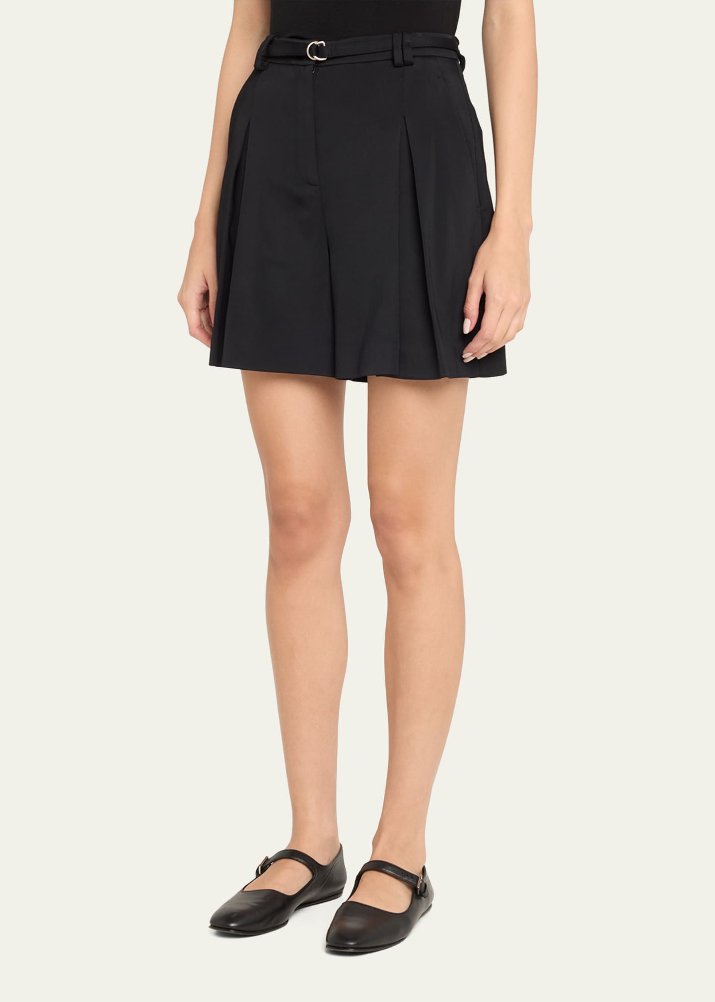 Another Tomorrow Fluid Pleated Shorts Image 4 of 5