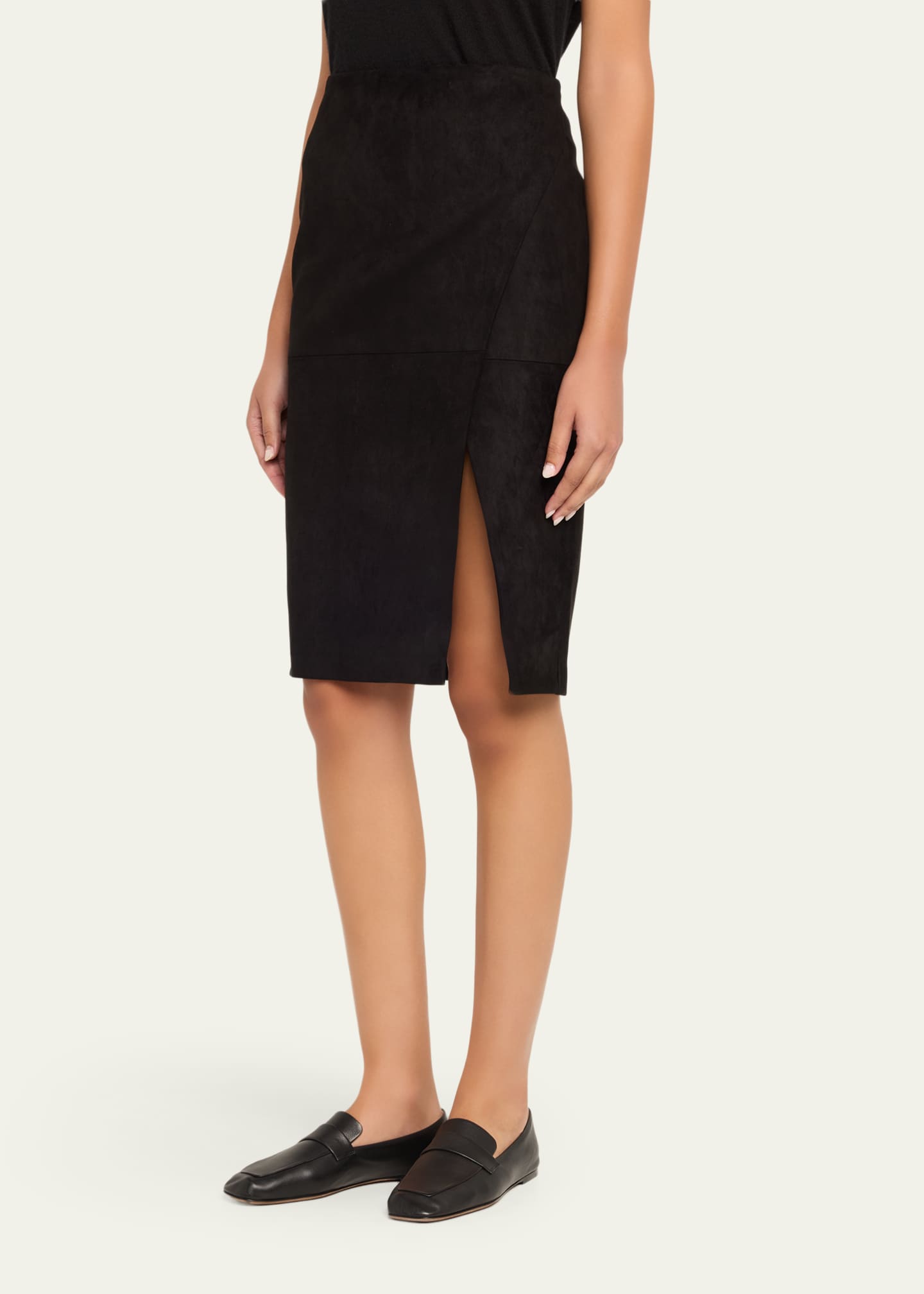 Alice + Olivia Siobhan Suede Front Slit Wrap Midi Skirt Image 4 of 5